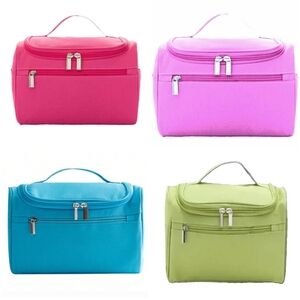 4 Cosmetic case toiletry, 10"/5"/6", pink, fuschia, turquoise and Lime green NEW